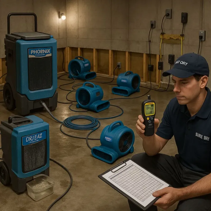 Structural Drying and Dehumidification process in Tinley Park, IL